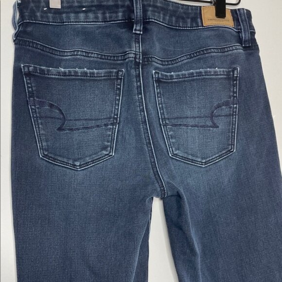 American Eagle Outfitters Women's Distressed Dark Blue Skinny Jeans - Picture 7 of 12